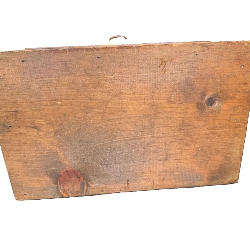 Vintage Wooden Bread Box Rustic Farmhouse Kitchen Storage Resin Floral Inlay